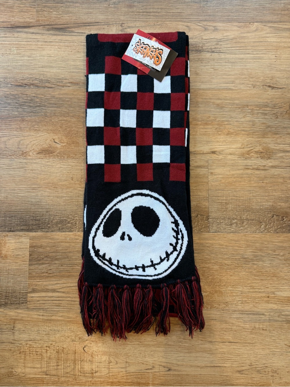 Spencer's Red, Black & White Checkerboard Jack Skellington Scarf